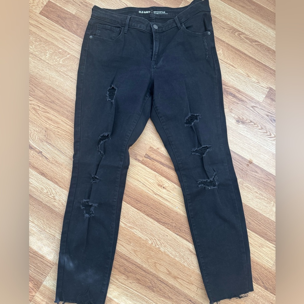 Old Navy Black Distressed Skinny Jeans